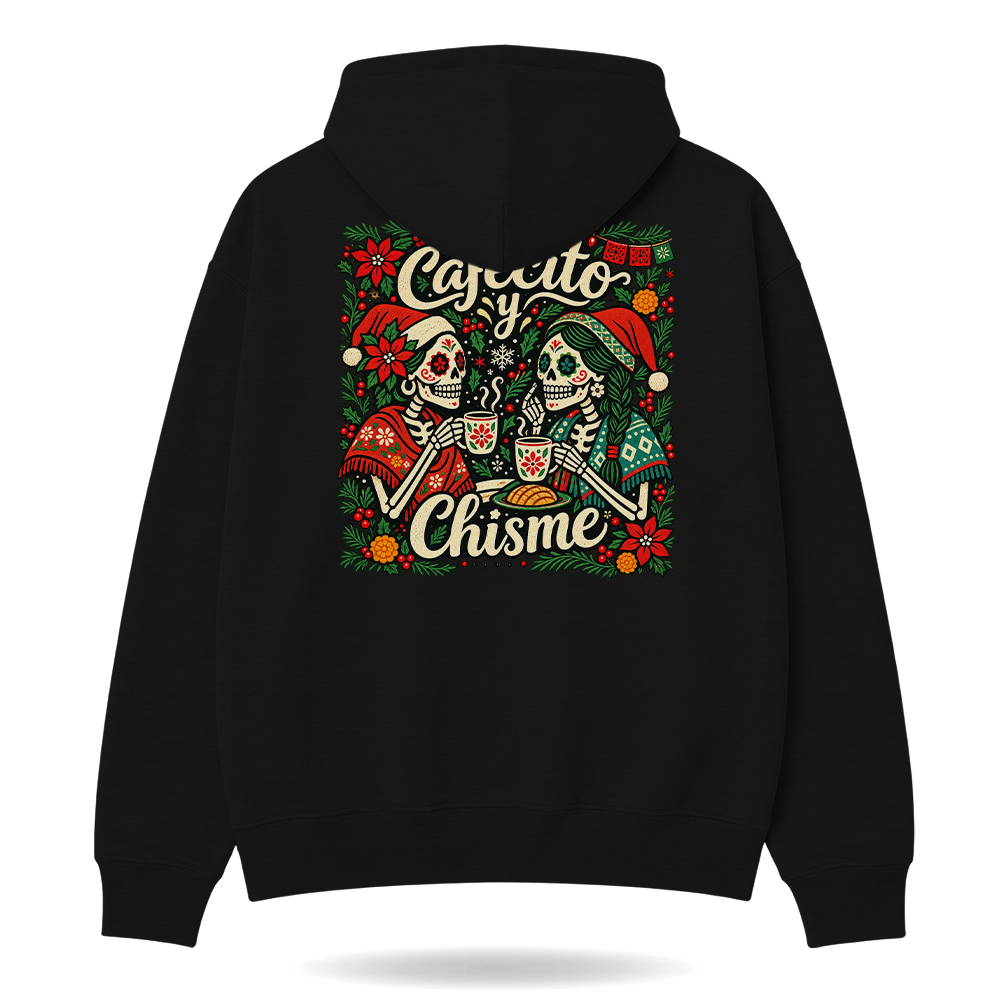 Cafecito y Chisme Flor de Navidad Hoodie Black — product mockup