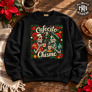 Cafecito y Chisme Flor de Navidad Sweater Black — Flatlay creative
