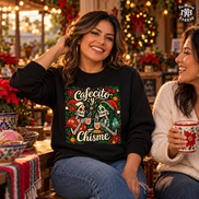 Cafecito y Chisme Flor de Navidad Sweater Black — Lifestyle creative