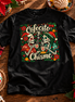 Cafecito y Chisme Flor de Navidad T Shirt Black — Flatlay creative
