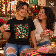 Cafecito y Chisme Flor de Navidad T Shirt Black — Lifestyle creative
