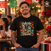 Cafecito y Chisme Flor de Navidad T Shirt BLACK — Male lifestyle creative