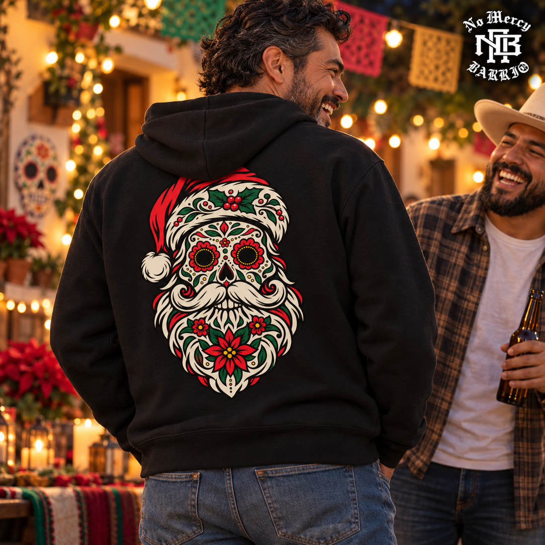 Calavera Claus Christmas Hoodie Black — Lifestyle creative