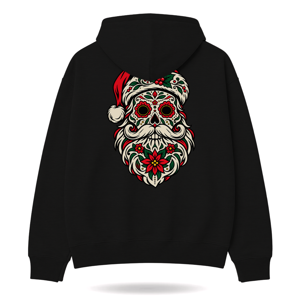 Calavera Claus Christmas Hoodie Black — product mockup