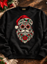 Calavera Claus Christmas Sweater Black — Flatlay creative