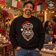 Calavera Claus Christmas Sweater Black — Lifestyle creative