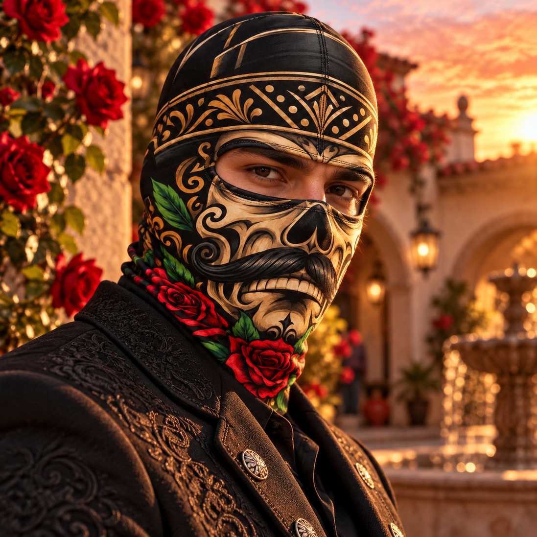 Charro de Rosas Ski Mask