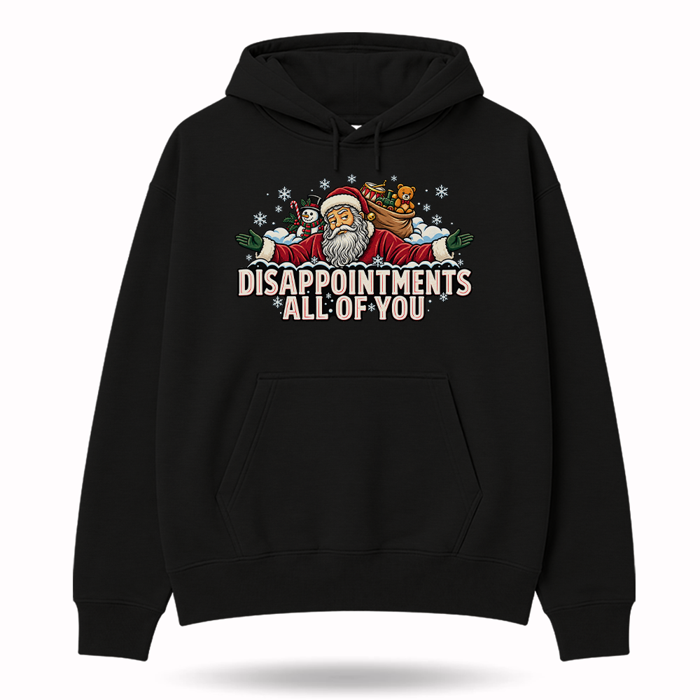 Disappointments All Of You Santa Side Eye Hoodie Black — product mockup
