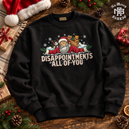 Disappointments All Of You Santa Side Eye Sweater Black — Flatlay creative