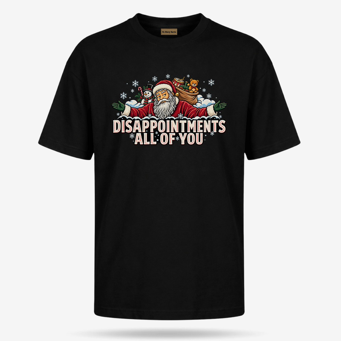 Disappointments All Of You Santa Side Eye T Shirt Black — product mockup