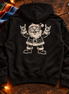 El Rockero Santa – Navidad Old School Hoodie Black — Flatlay creative