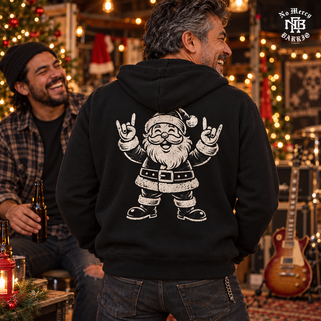 El Rockero Santa – Navidad Old School Hoodie Black — Lifestyle creative