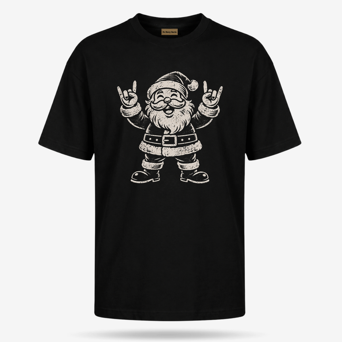 El Rockero Santa – Navidad Old School T Shirt Black — product mockup