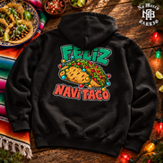Feliz Navi Taco Cantina Lights Hoodie Black — Flatlay creative