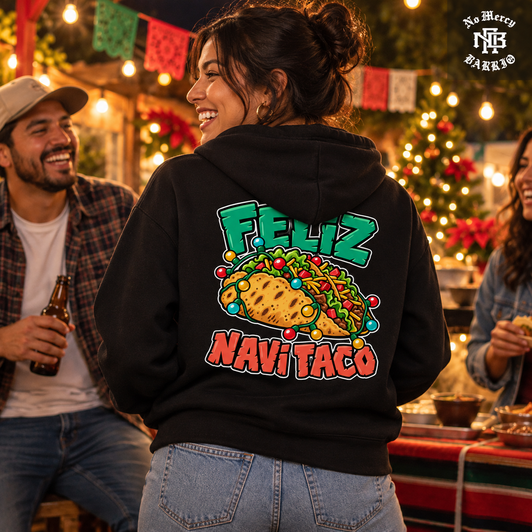 Feliz Navi Taco Cantina Lights Hoodie Black — Lifestyle creative