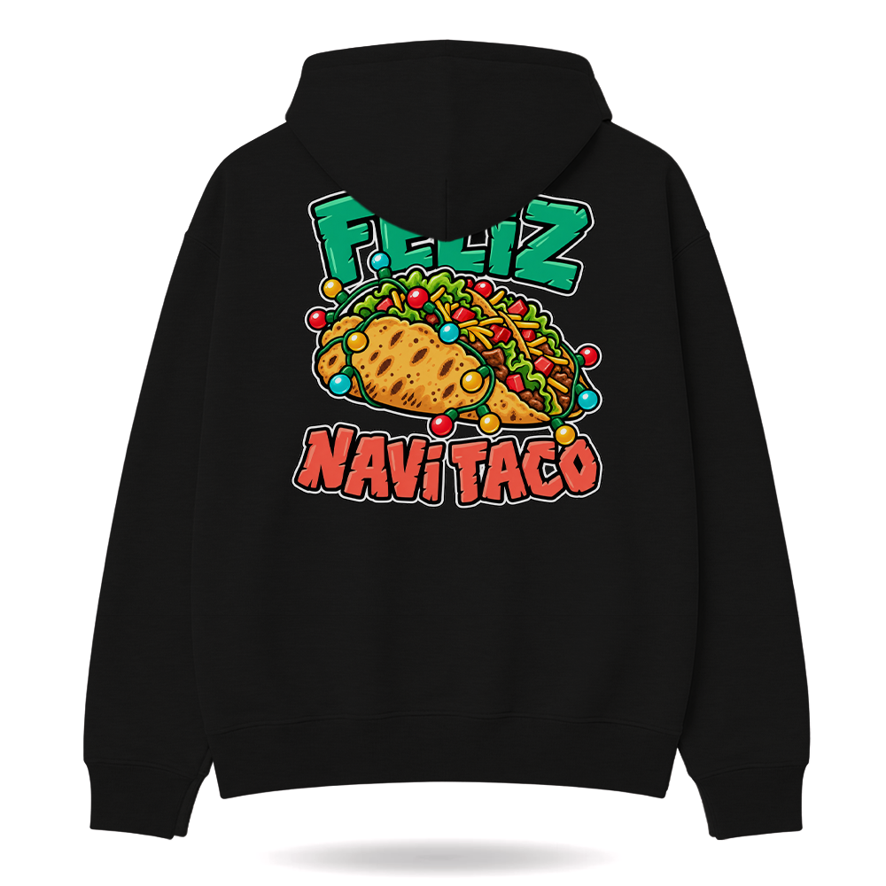 Feliz Navi Taco Cantina Lights Hoodie Black — product mockup