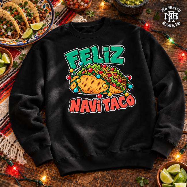 Feliz Navi Taco Cantina Lights Sweater Black — Flatlay creative
