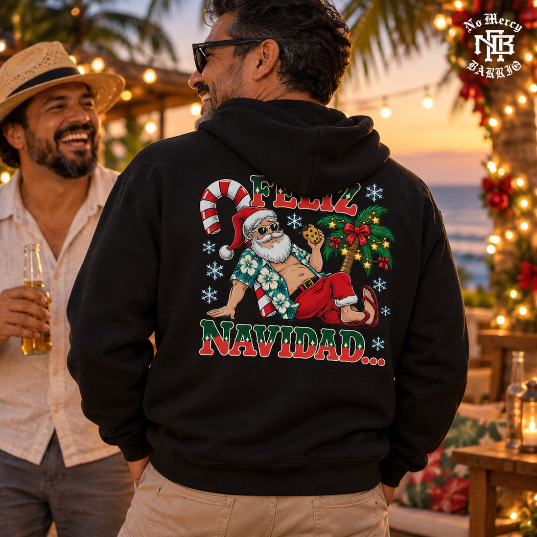 Feliz Navidad Beach Siesta Edition Hoodie Black — Lifestyle creative