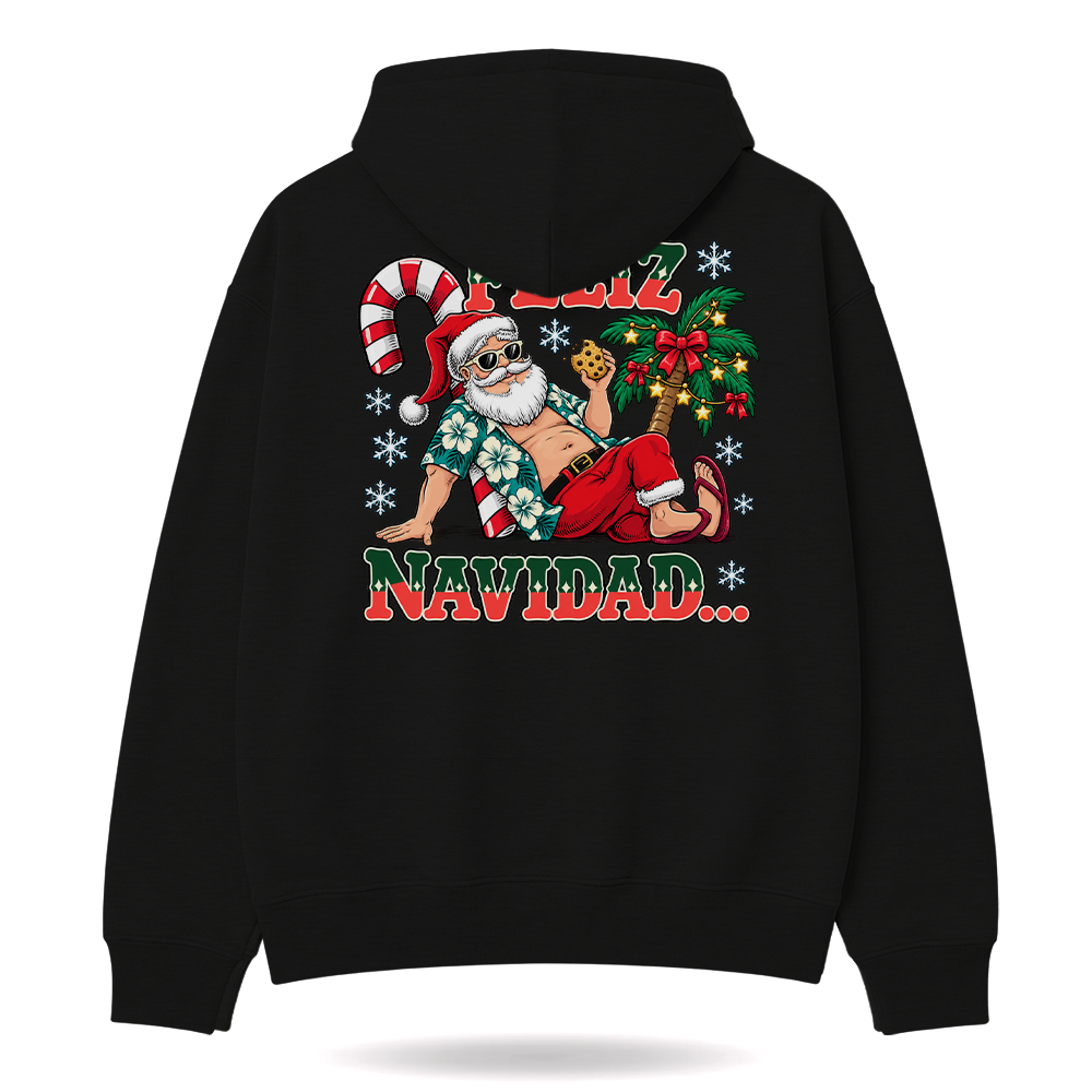 Feliz Navidad Beach Siesta Edition Hoodie Black — product mockup