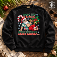 Feliz Navidad Beach Siesta Edition Sweater Black — Flatlay creative