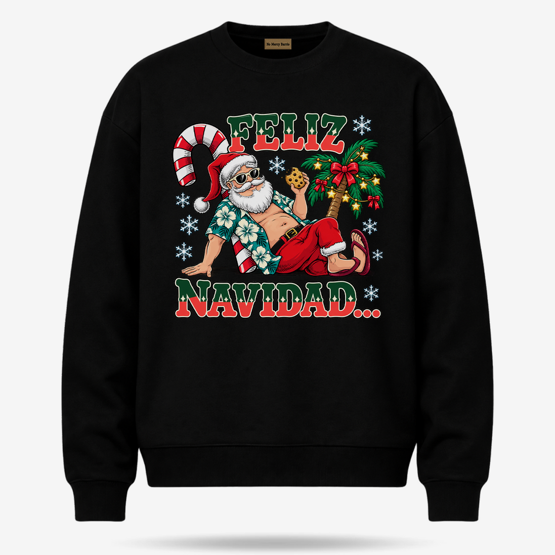 Feliz Navidad Beach Siesta Edition Sweater Black — product mockup