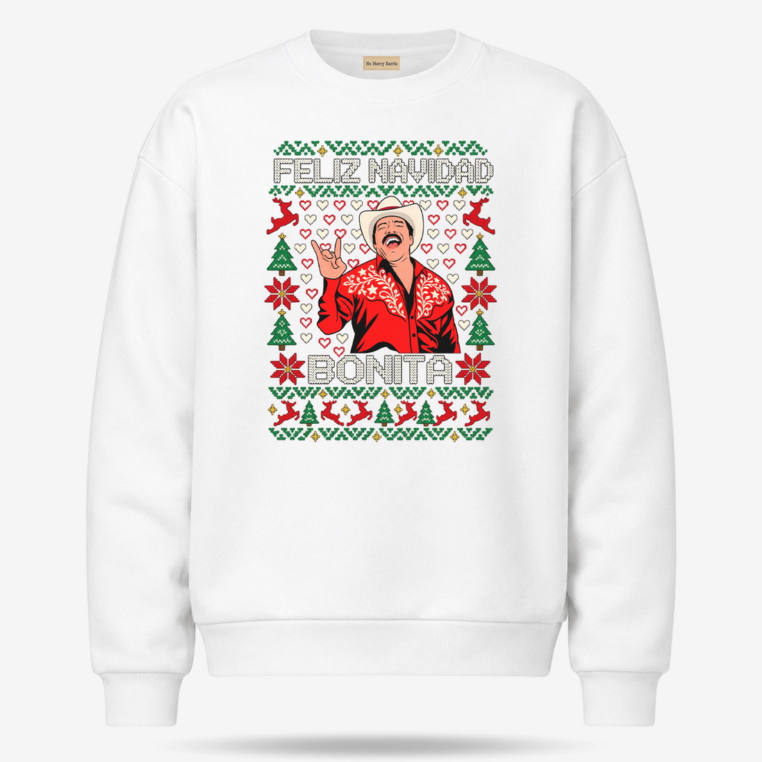 Feliz Navidad Bonita Bordado Edition Sweater White — product mockup