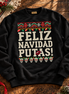 Feliz Navidad Putas Besos Knit Sweater Black — Flatlay creative