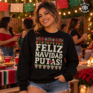 Feliz Navidad Putas Besos Knit Sweater Black — Lifestyle creative