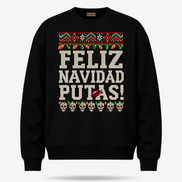 Feliz Navidad Putas Besos Knit Sweater Black — product mockup