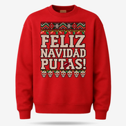 Feliz Navidad Putas Besos Knit Sweater Red — product mockup