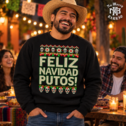 Feliz Navidad Putos Cantina Stitch Sweater Black — Lifestyle creative