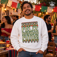 Feliz Navidad Putos Cantina Stitch Sweater White — Lifestyle creative