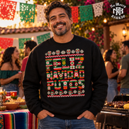 Feliz Navidad Putos Folk Knit Sweater Black — Lifestyle creative