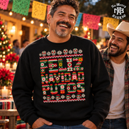 Feliz Navidad Putos Folk Knit Sweater Black — Lifestyle creative