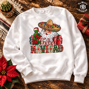 Feliz Navidad Santa Folk Patchwork Sweater White — Flatlay creative