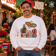 Feliz Navidad Santa Folk Patchwork Sweater White — Lifestyle creative
