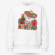 Feliz Navidad Santa Folk Patchwork Sweater White — product mockup