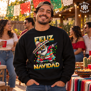 Feliz Navidad Santa Serape Remix Sweater Black — Lifestyle creative