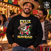 Feliz Navidad Santa Serape Remix Sweater Black — Lifestyle creative