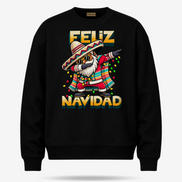 Feliz Navidad Santa Serape Remix Sweater Black — product mockup