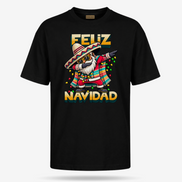 Feliz Navidad Santa Serape Remix T Shirt Black — product mockup