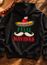 Feliz Navidad Sombrero Folk Trim Hoodie Black — Flatlay creative