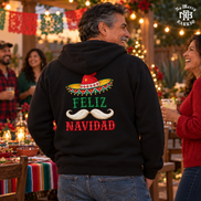 Feliz Navidad Sombrero Folk Trim Hoodie Black — Lifestyle creative