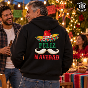 Feliz Navidad Sombrero Folk Trim Hoodie Black — Lifestyle creative