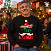 Feliz Navidad Sombrero Folk Trim Sweater Black — Lifestyle creative