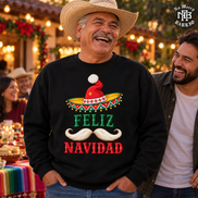 Feliz Navidad Sombrero Folk Trim Sweater Black — Lifestyle creative
