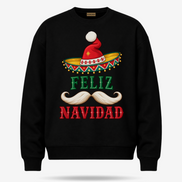 Feliz Navidad Sombrero Folk Trim Sweater Black — product mockup