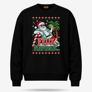 Feliz Navidad Tropical Palms Edition Sweater Black — product mockup