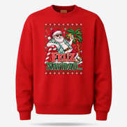 Feliz Navidad Tropical Palms Edition Sweater Red — product mockup