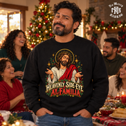 Heavenly Side Eye Navidad Sweater Black — Lifestyle creative
